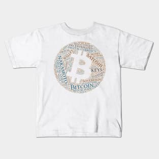 Bitcoin Wordcloud for Lighter Backgrounds Kids T-Shirt